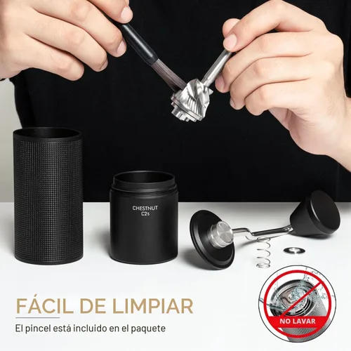 Miniatura 3 de Timmore Castaño C2S - Molinillo de café manual de 25 g con rebaba cónica de acero inoxidable CNC, ajuste interno ajustable, posicionamiento de doble
