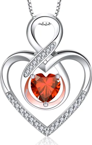 Miniatura 19 de RIVIKO Collar con símbolo de corazón infinito para mujer, plata de ley 925, delicado colgante de corazón para el día de San Valentín, día