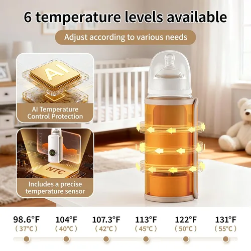 Miniatura 5 de Calentador de biberones portátil para leche materna y alimentación de fórmula, calentador de biberón de viaje, leche materna sin agua, batería