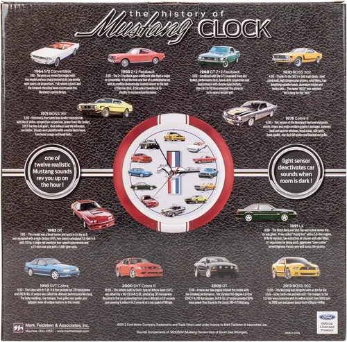 Miniatura 4 de Mark Feldstein & Associates History of Mustang Sound - Reloj de pared, 13 pulgadas, color rojo