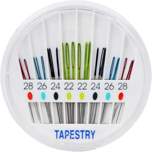 Miniatura 2 de SINGER Agujas de tapiz en esfera compactas, agujas de coser de varios tamaños, tamaños 22, 24, 26, 28, juego de 24
