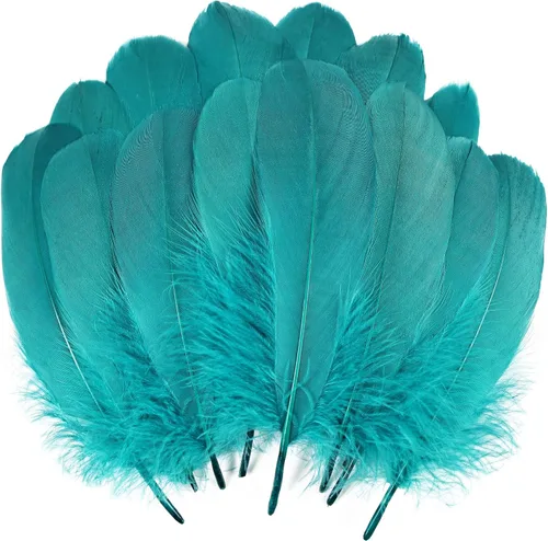 Miniatura 12 de THARAHT 120 plumas de ganso azul aguamarina naturales a granel de 6-8 pulgadas 5.9-7.9 in para manualidades, bricolaje, cosplay, boda, fiesta
