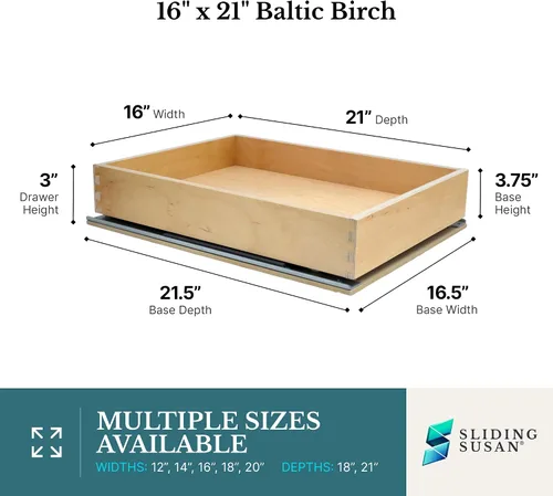Miniatura 2 de SlidingSusan Organizador de cajones extraíbles para armarios, estantes deslizantes de cierre suave para cocina, despensa, baño y organización