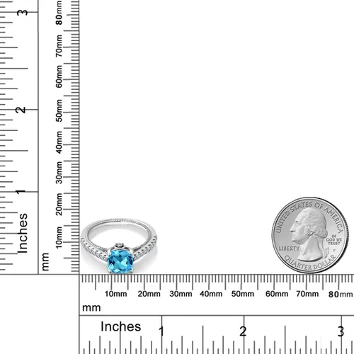 Miniatura 6 de Gem Stone King Anillo de compromiso de plata de ley 925 con piedra natal de 0.276 in y zafiro blanco creado Anillo de compromiso de boda