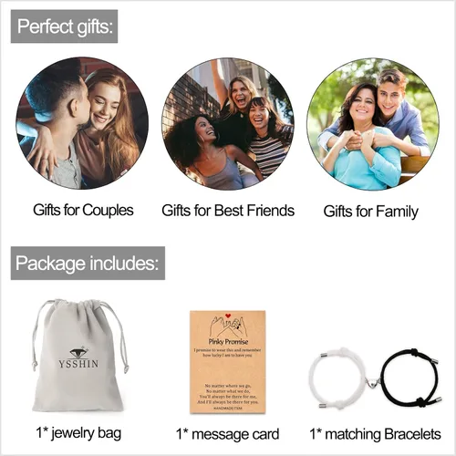 Miniatura 6 de YSSHIN Pulsera magnética de promesa para parejas, pulseras para parejas, amistad, pareja, pulseras a juego para parejas, mejores amigos