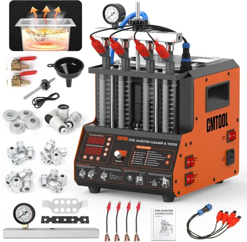 Miniatura 10 de CMTOOL Máquina limpiadora de inyector de combustible, kit de limpieza ultrasónica, 9 modos de prueba, limpiador y probador de inyector