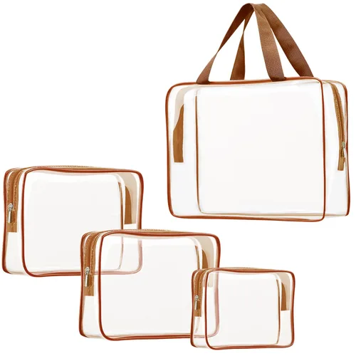 Miniatura 9 de Kit de 3 piezas de bolsas de artículos de aseo de viaje de PVC cristalino para mujeres y hombres, organizador de embalaje de vinilo impermeable