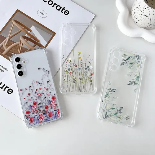 Miniatura 6 de RALEAVO Funda floral para Samsung Galaxy A15 4G/5G, diseño de hojas transparentes, delgada, bonita funda protectora para niñas y mujeres, funda