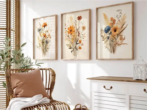 Miniatura 23 de Decoración de pared de montaña neutral Arte de pared de set de 3 lienzos de bosque Arte de pared de paisajes Arte de pared moderno Cuadros