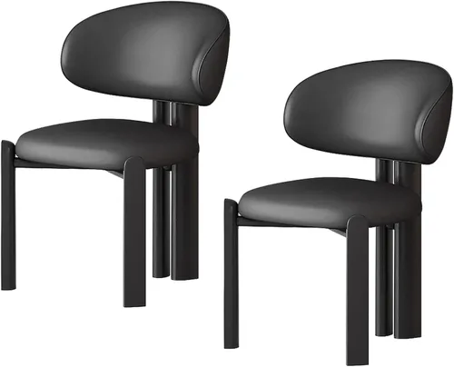 Miniatura 19 de Juego de 2 sillas de comedor tapizadas modernas, diseño cómodo con respaldo curvado para cocina, sala de estar, dormitorio u oficina