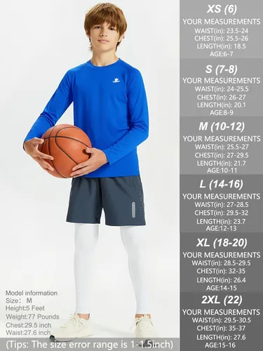 Miniatura 6 de Devoropa - Camiseta de compresión para niños pequeños, camiseta de fútbol y béisbol de manga larga, camiseta interior deportiva de secado rápido
