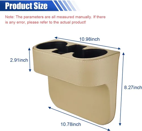 Miniatura 2 de Soporte para tazas de coche, organizador de asiento delantero automático, portavasos multifuncional con cubierta de piel sintética, caja