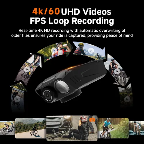 Miniatura 3 de SVBONY Cámara de bicicleta con pantalla inteligente, cámara de acción 4K60fps con rastreador GPS, velocímetro/odómetro, antivibración, luces