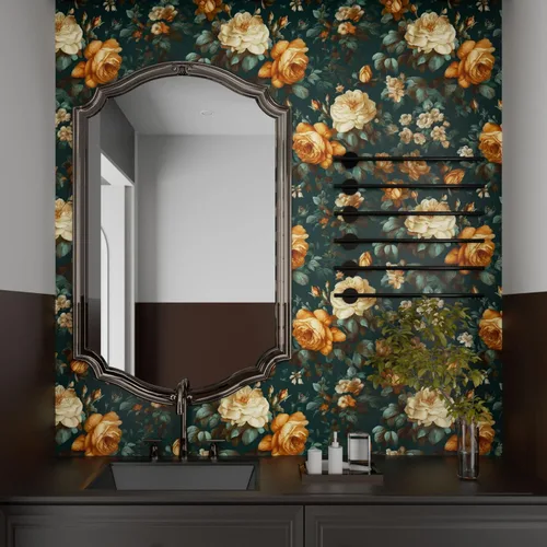 Miniatura 8 de Fvlow Papel Tapiz Floral Brillante Despegar y Pegar Vintage Verde Oscuro 17.4" x 118" Envoltura de Vinilo para Encimera Autoadhesivo Removible