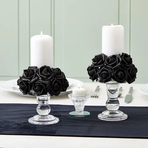 Miniatura 3 de Bright Creations Paquete de 100 flores artificiales negras, flores falsas de espuma para decoraciones de Halloween, manualidades, ramos y fiestas