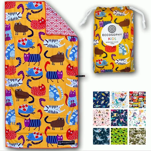 Miniatura 15 de ECCOSOPHY Toallas de playa y bolsa de microfibra para niños de 60 x 30 pulgadas para niñas y niños - Toallas de piscina de secado rápido - Manta