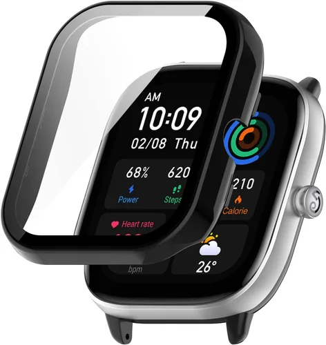 Miniatura 3 de Paquete de 2 protectores de pantalla compatibles con Amazfit GTS 4 Mini, pantalla de vidrio templado + fundas protectoras de policarbonato mate