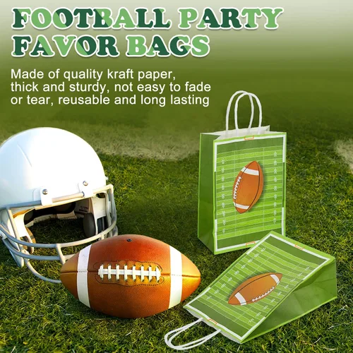Miniatura 5 de Fainne 30 bolsas de regalo de fútbol americano con asas de 8.3 x 5.9 x 3.1 pulgadas, bolsa de golosinas de fútbol para aperitivos, dulces, regalos