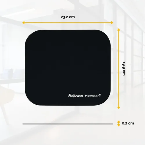 Miniatura 5 de Fellowes Alfombrilla de ratón con base de goma antideslizante, con protección antibacteriana, adecuada para ratones ópticos y láser, 7.835 x 9.134 x