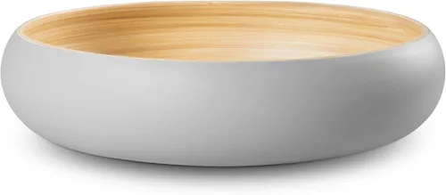 LEXA Frutero de bambú para encimera de cocina, 12 pulgadas grande y redondo, cuenco de fruta de madera lacada artesanal o cuenco para dulces, cesta