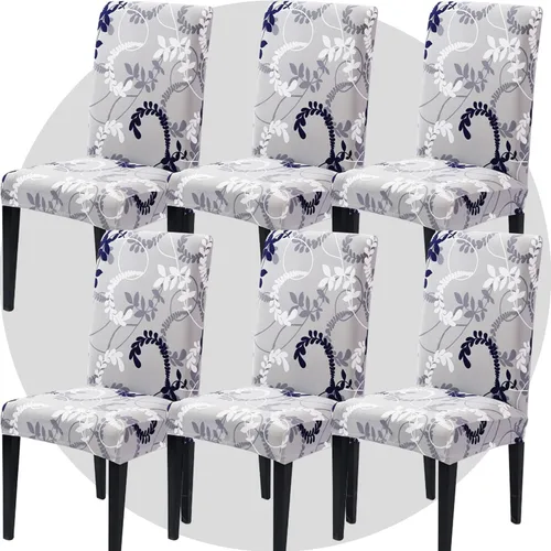 Miniatura 14 de Juego de 6 fundas elásticas para sillas de comedor, color blanco hueso, elásticas, lavables, extraíbles para cocina, hotel, restaurante Blanco roto