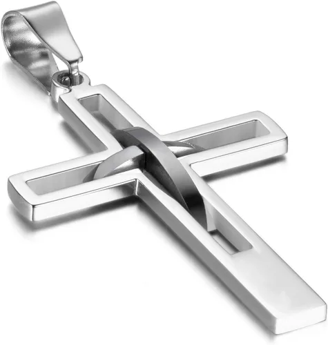 Miniatura 15 de OIDEA Cross Pendant Necklace for Men Women: High Polish Hollow Openwork Stainless Steel Cross Chain Mens Jewelry Gifts