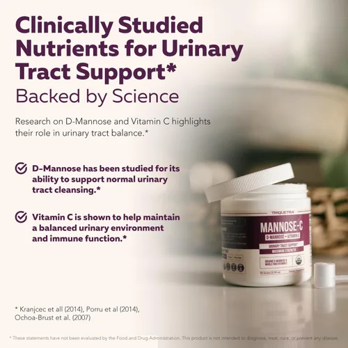 Miniatura 6 de Mannose-C - Polvo orgánico de manosa D + vitamina C de alimentos integrales, suplemento natural de apoyo para ITU para limpiar y depurar el tracto