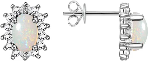 Miniatura 7 de Rylos Aretes tipo dormilona de plata de ley 925, ovalados y diamantes de 0.236 x 0.157 pulgadas, exquisitas joyas de piedra