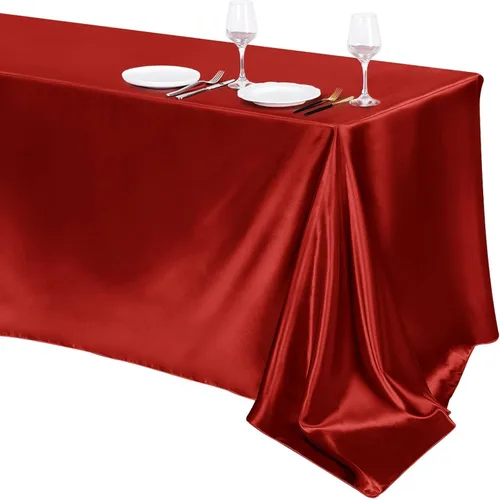 Miniatura 38 de TURSTIN Paquete de 4 manteles de satén negro de 102 x 58 pulgadas, mantel rectangular de seda brillante, tela suave, decoración de mesa para bodas