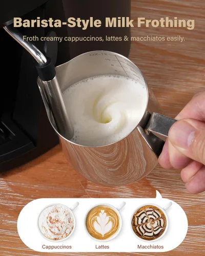 Miniatura 4 de SHARDOR Máquina de café expreso de 3.5 bares, cafetera compacta de 4 tazas con espumador de leche, máquina de capuchino de precalentamiento de 800 W