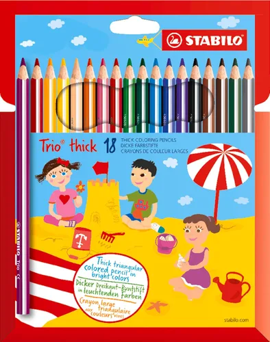 Lápiz de colorear triangular - STABILO Trio Thick - Paquete de 18 - Colores surtidos Multicolor