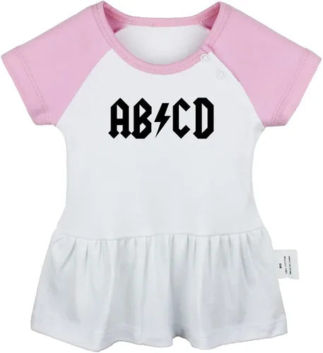 Miniatura 4 de Pack of 2, AB CD & Born to Rock Funny Print Dresses, Newborn Infant Baby Girls Princess Dress, Cute Ruffle
