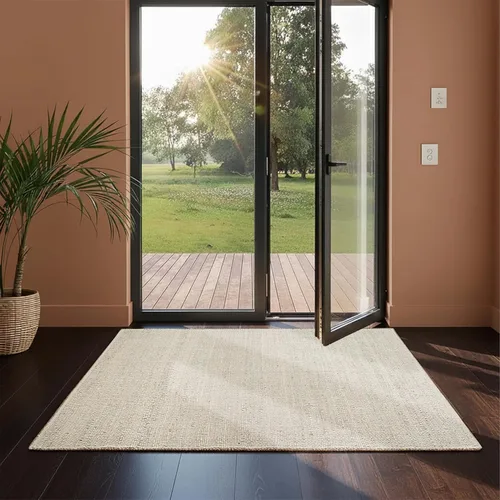 Miniatura 6 de GRUHUM Alfombra rectangular de algodón de yute de 2 x 3 pies, tejida a mano, natural, estilo granja bohemio para sala de estar, dormitorio, cocina