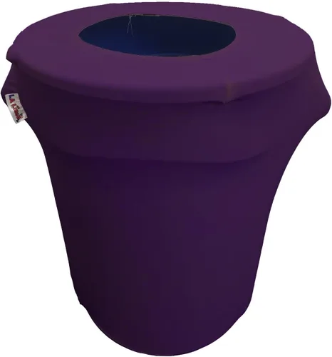 Miniatura 74 de LA Linen Cubierta para cubo de basura ajustable de elastano elástico de 32 galones, cubierta redonda para contenedor de residuos, decoración de Gris