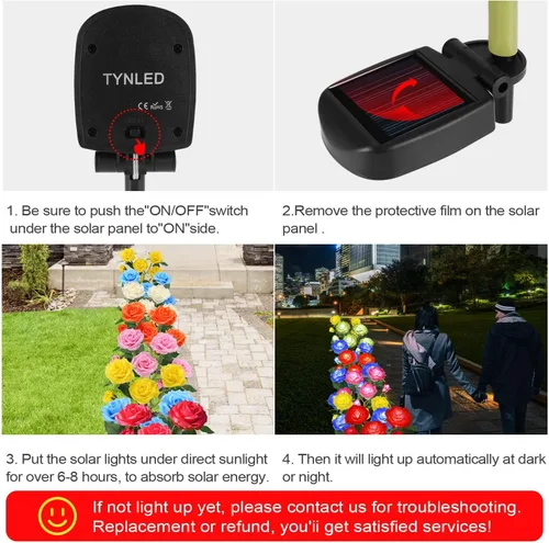 Miniatura 5 de Luces solares de estaca de jardín para exteriores, luz LED mejorada con 6 rosas, luces decorativas solares impermeables para patio, camino, patio