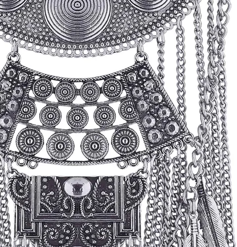 Miniatura 4 de YAZILIND Collar Collares Colgantes Vintage Maxi Gargantilla Declaración Collier Boho Mujer Joyería, Metal
