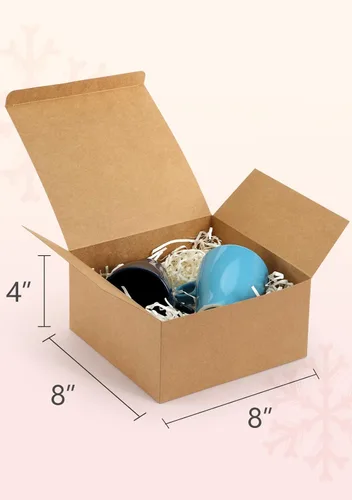 Miniatura 2 de ValBox Cajas de regalo de 8 x 8 x 4 pulgadas, 12 cajas de regalo de papel marrón con tapas para regalos, regalo de boda, caja de propuesta de dama