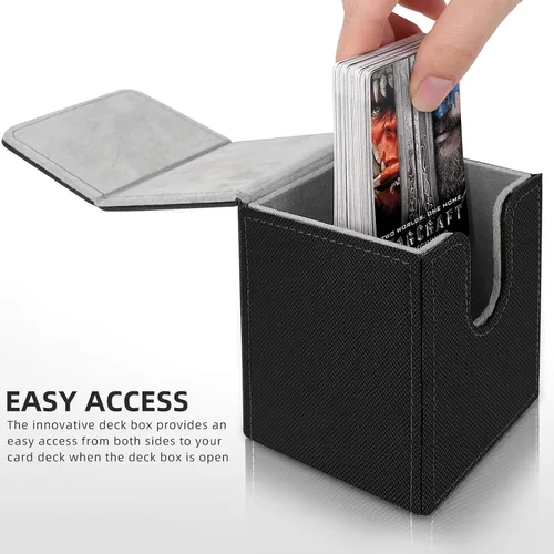 Miniatura 2 de Mlikero Paquete de 2 cajas de cartas Commander con capacidad para más de 200 tarjetas de una sola funda con 2 divisores, caja magnética de cuero