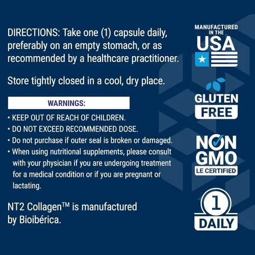 Miniatura 7 de Life Extension NT2 Collagen™, suplemento de salud articular para comodidad y movilidad de las articulaciones, sin gluten, sin OMG, 1 diario, 60
