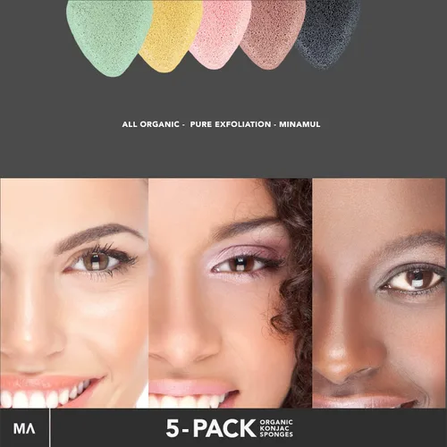 Miniatura 5 de Minamul Konjac - Juego de esponjas faciales orgánicas exfoliantes, exfoliantes faciales suaves diarios, cuidado de la piel, seguro para pieles