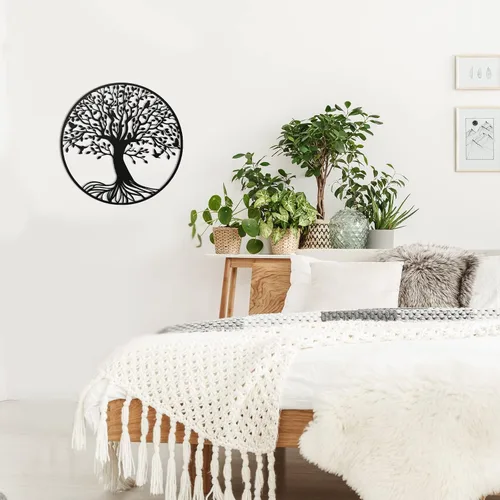 Miniatura 7 de Demissle Arte de pared de metal árbol de la vida de 11.8 pulgadas para colgar en la pared, árbol genealógico, esculturas colgantes de jardín