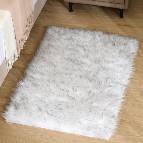 Miniatura 38 de Goolela Alfombra esponjosa de piel sintética de oveja sintética de 4 x 6 pies, color gris, para dormitorio, mesita de noche, alfombra suave de felpa