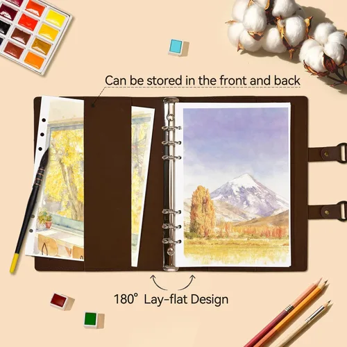 Miniatura 5 de Lightwish Cuaderno de bocetos de acuarela, diario de acuarela 100% algodón sin ácidos, 140 libras, papel de acuarela de prensa en frío para Hebilla