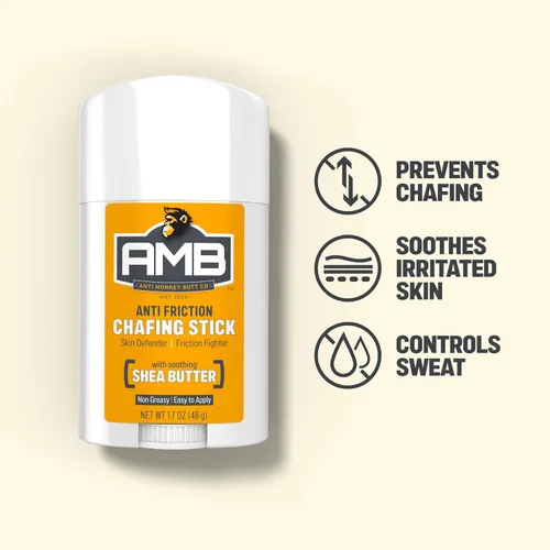 Miniatura 2 de Anti Monkey Butt Barra antirozaduras – Body Glide Stick para aliviar rozaduras de muslos, fricción y irritación – Bálsamo antirozaduras sin desorden