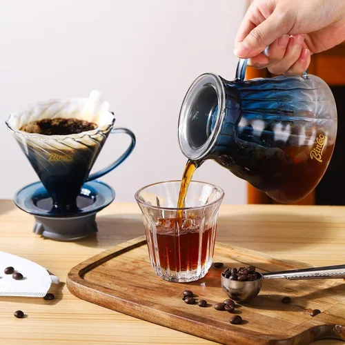 Miniatura 3 de Bincoo Juego de cafetera para verter con gotero tamaño 0.1 fl oz, juego de servidor de café de vidrio cónico de 60 ángulos con soporte y papel
