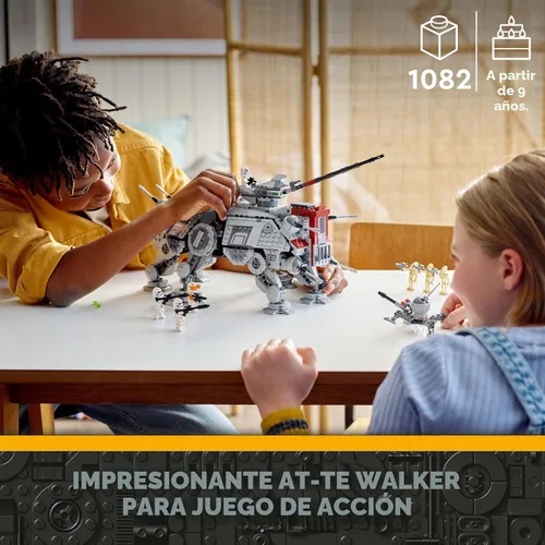 Miniatura 2 de LEGO Star Wars at-TE Walker 75337 Juguete posable, juego de La venganza de los Sith, regalo para niños con 3 soldados clon 212, araña enana