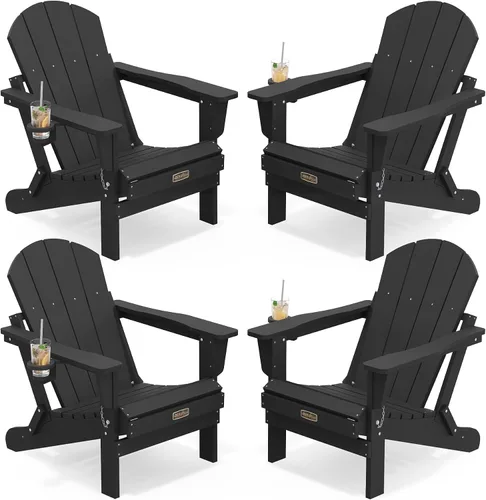 Miniatura 31 de SERWALL - Silla plegable Adirondack para patio, jardín, exterior, resistente a la intemperie, sillas para hoguera, color naranja