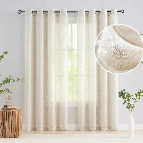Miniatura 15 de Treatmentex Cortinas de Lino Semi Transparentes Naturales de 84 Pulgadas de Largo, Cortinas de Mezcla Country Falx para Sala de Estar, Casa