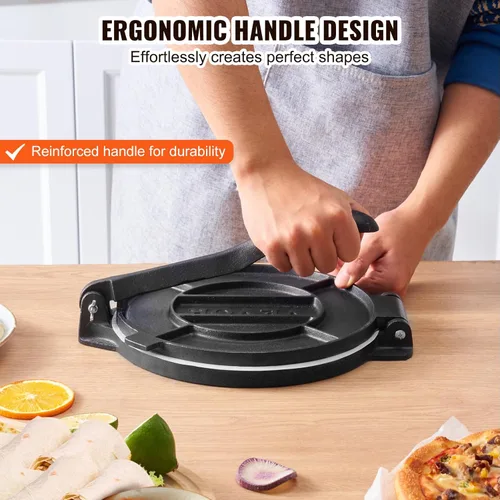 Miniatura 4 de VEVOR Prensa para Tortillas, Máquina para Tortillas y Roti de 8 Pulgadas, Prensa Tortilladora de Hierro Fundido Resistente, Máquina Pataconera