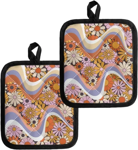 Miniatura 21 de UNICEU Porta ollas de mariposa con diseño de gallo, 2 paquetes para cocina, hornear, parrilla, cocinar, resistentes al calor, almohadillas calientes